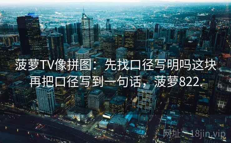 菠萝TV像拼图：先找口径写明吗这块再把口径写到一句话，菠萝822.