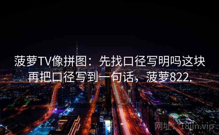 菠萝TV像拼图：先找口径写明吗这块再把口径写到一句话，菠萝822.